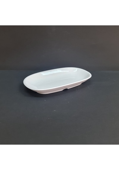 4 Adet Kırılmaz Melamin Oval Kayık Tabak 19x10 Cm - Beyaz Beyaz