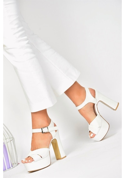 Fox Shoes Sedef Platform Topuklu Kadın Ayakkabı M348202409 Sedef