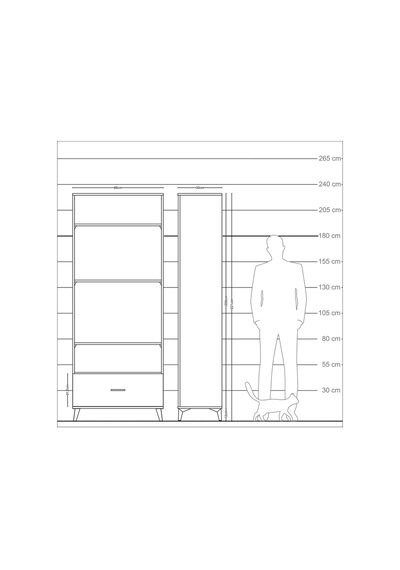 Arges Dolap 4 Raflı Tek Çekmeceli 88x30x221 Antrasit-antrasit Antrasit