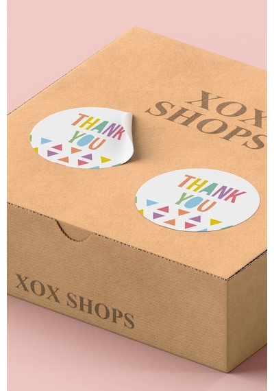90 Adet Thank You Teşekkür Etiketi Renkli Üçgenli 3x3cm St2030 Çok Renkli