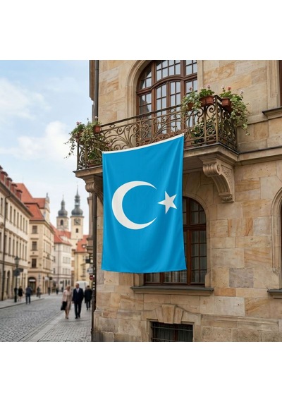 Doğu Türkistan Bayrağı Premium Raşel Kumaş 150x225 Cm Diğer