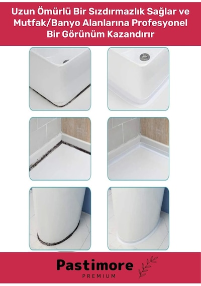Duş Pvc Lavabo Küvet Tezgah Kenar Banyo Mutfak Pencere 3,2 Mt Su Sızdırmaz Geçirmez Yalıtım Bant Beyaz