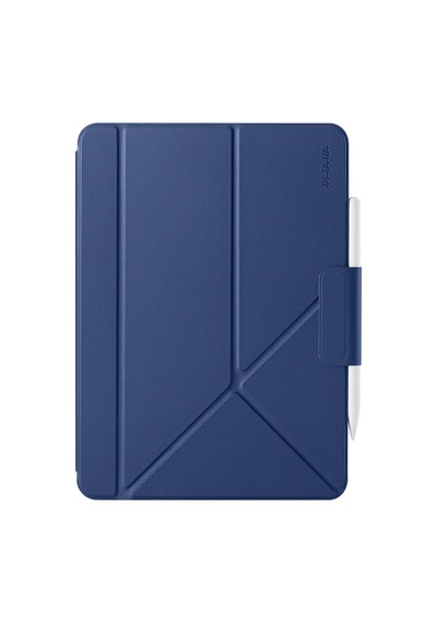İpad Air 13 2024 Uyumlu Pitaka Folio 3 Kalem Bölmeli Standlı Kılıf Lacivert Kapaklı Kılıf