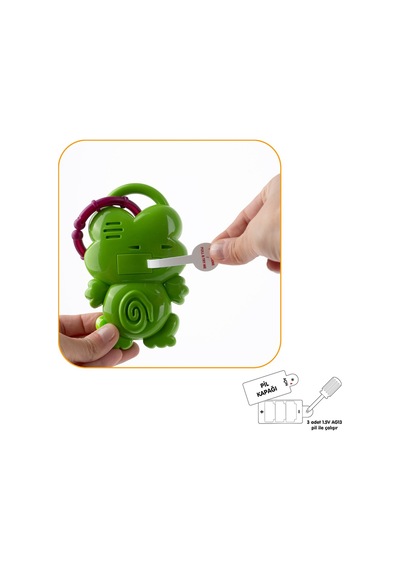 Kurbağa Figürlü Işıklı Sesli Çıngırak Bebek Oyuncağı +3 Ay Beyaz