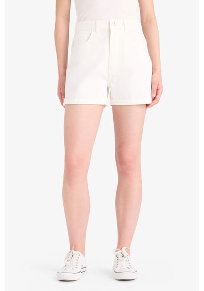 Defacto Mom Fit Yüksek Bel Katlamalı Paça Jean Şort E4695ax25smwt1 Beyaz