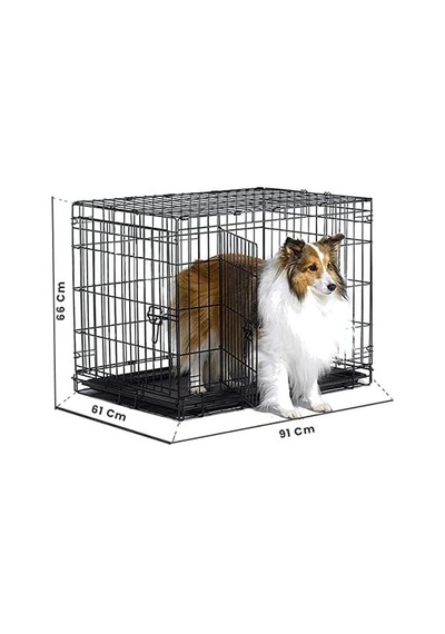 Metal Köpek Kafesi 91x61x66 Cm Siyah