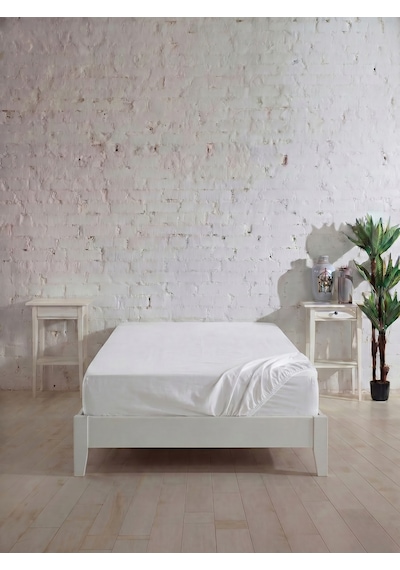 Tek Kişilik Pamuklu Lastikli Çarşaf, Ranforce Tek Kişilik Fitted Çarşaf 100x200+20 Cm Beyaz