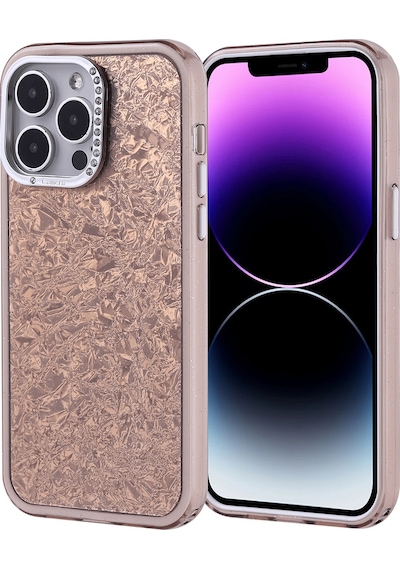 Apple Uyumlu iPhone 14 Pro Max Kılıf Taşlı Tasarımlı Zore Kapi Kapak Gold