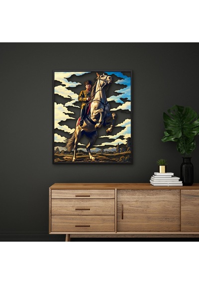 Şahlanan Atta Başkomutan - Metal Tablo - Dec0326 56 X 65 Cm Çok Renkli