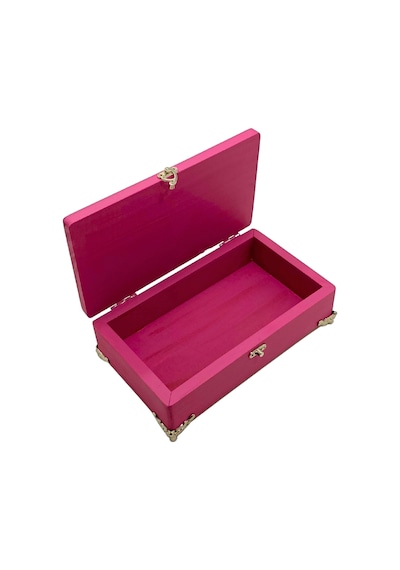Doğal Ahşap Takı Kutusu Ahşap Saklama Kutusu Beyaz Çam Pembe Boy:20cm En:12cm Yük:6cm