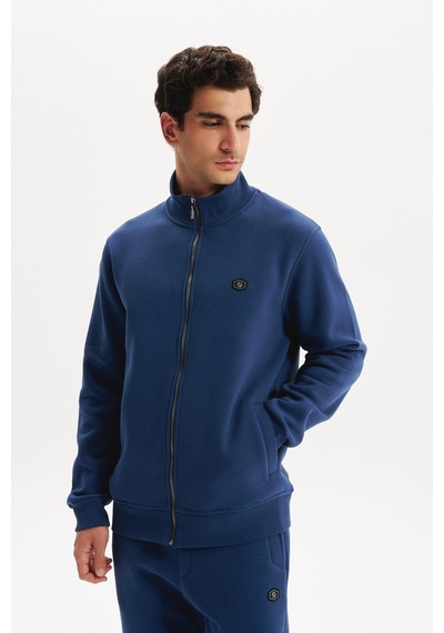 AR-MA Arma Erkek Örme Sweatshirt Regular Fit 3 İplik Basic Dik Yaka Tam Fermuarlı Cepli %70 Pamuk %30 Polyester K30324650702 İndigo-i1