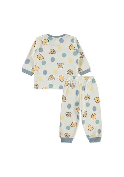 Civil Baby Ayıcık Baskılı 6-18 Ay Pijama Takımı - Ekru