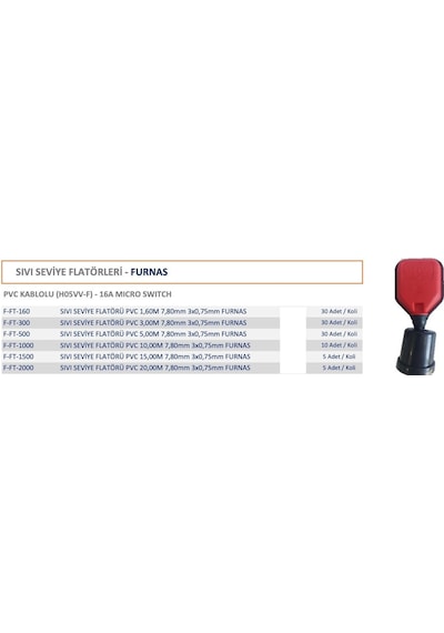 Furnas Pvc Seviye Flatörü - 15 Metre - F-ft-1500