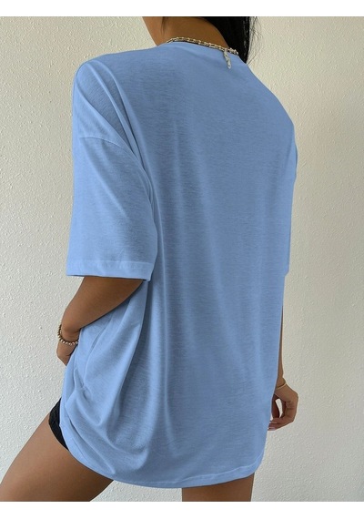 Over Thinking T-shirt - Bebe Mavisi Baskılı Oversize Bisiklet Yaka Kısa Kol Tişört Bebe Mavisi Over Thinking T-shirt - Bebe Mavisi Baskılı Oversize Bisiklet Yaka Kısa Kol Tişört Bebe Mavisi