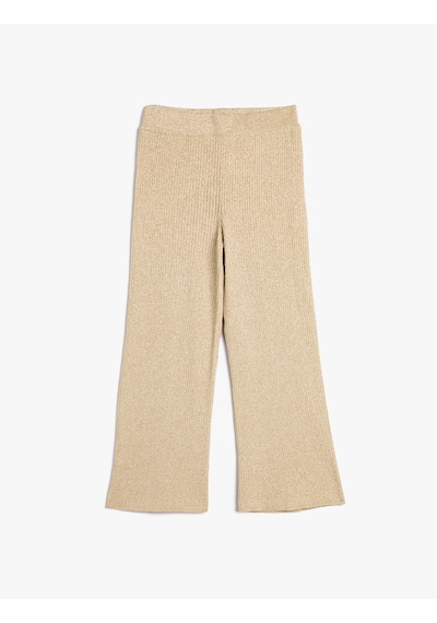 Koton Bol Paça Pantolon Yumuşak Dokulu Beli Lastikli Kaşkorse Sarı 4wkg90018at Sarı