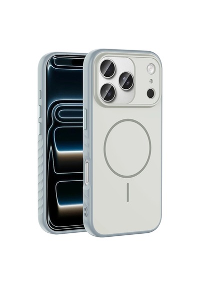 Apple Uyumlu iPad iPhone 17 Pro Max Kılıf M-safe Şarj Özellikli Zore Tea Kapak Gümüş