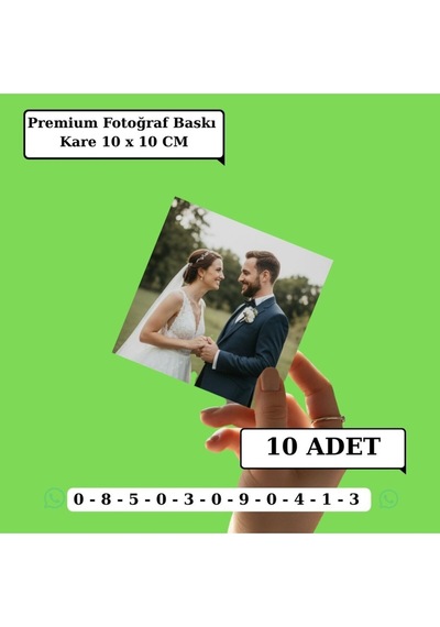 Kişiye Özel Premium Fotoğraf Baskı 10 Adet Kare 10x10 Cm