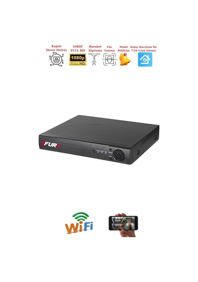Fury 16 Kameralı 5mp Lens 2 Mp Görüntü Gece Renkli Full Hd Ultra Led Akıllı Güvenlik Kamerası Seti 1 Tb