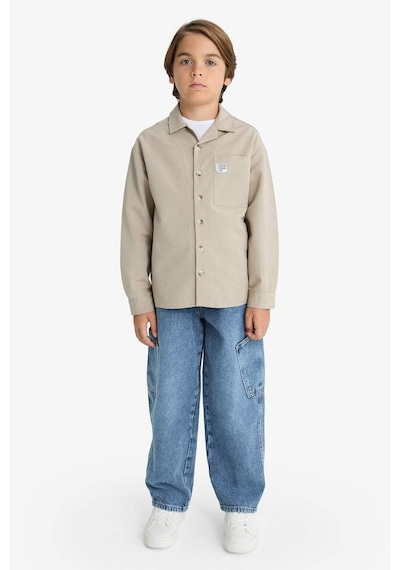 Defacto Erkek Çocuk Oversize Geniş Kalıp Polo Yaka Uzun Kollu Gömlek G2363a825aubg773 Bej Defacto Erkek Çocuk Oversize Geniş Kalıp Polo Yaka Uzun Kollu Gömlek G2363a825aubg773 Bej