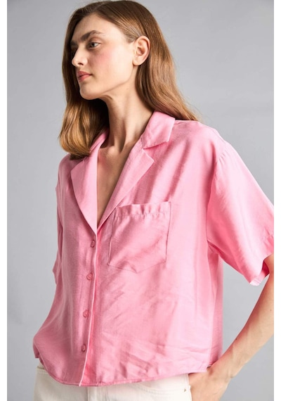 Defacto Pijama Yaka Modal Kısa Kollu Gömlek H7938ax26smpn164 Pembe-pn164