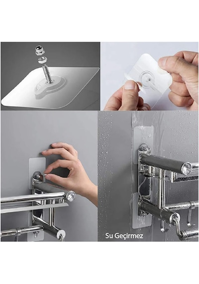 Güçlü Yapışkanlı 6mm Hanger Vidalı Askılık 3 Adet-al4263 Şeffaf
