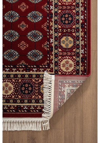 Cotto Home Fesane Fn003j Bordo Pamuk Taban Afgan Desenli Salon Oturma Odası Halısı