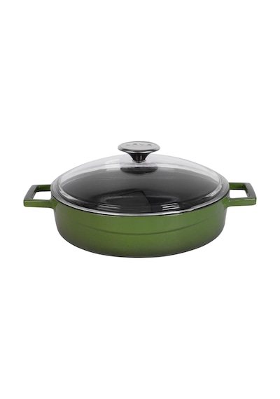Lava Döküm Çok Amaçlı Yayvan Tencere. Glaze Serisi Çap 24 CM Kırmızı 001