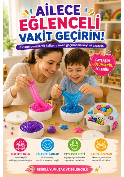 2'li Slime Oyun Jeli Simli Streç Hamur Eğitici Duyusal Oyun Motor Beceri Geliştiren Oyuncak Renkli