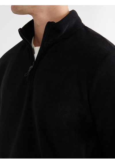 Lcwaıkıkı Classic Siyah Dik Yaka Polar Erkek Sweatshirt