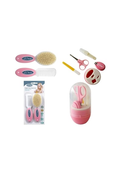 Tr Doğal Fırça Tarak Ve Bebek Tırnak Bakım Seti, Pembe