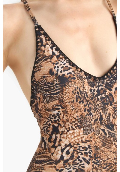 Defacto Regular Fit Leopar Desenli Mayo-fall İn Love E3901ax25smbk81 Siyah