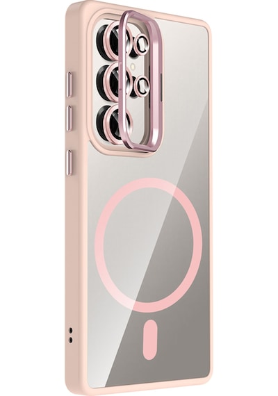 Galaxy S23 Ultra Kılıf Standlı Ve Kamera Lens li M-safe Şarj Özellikli Sararmaz Kılıf