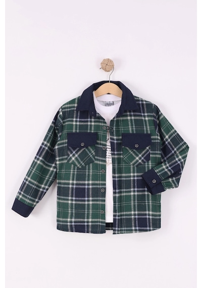 Mixima 5-12 Yaş Erkek Çocuk Kışlık Ekose Oduncu Gömlek Lacivert