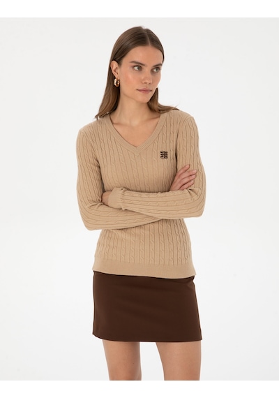 Pierre Cardin Kadın Bej Melanj Kazak /triko 50317062-vr156 Bej Melanj