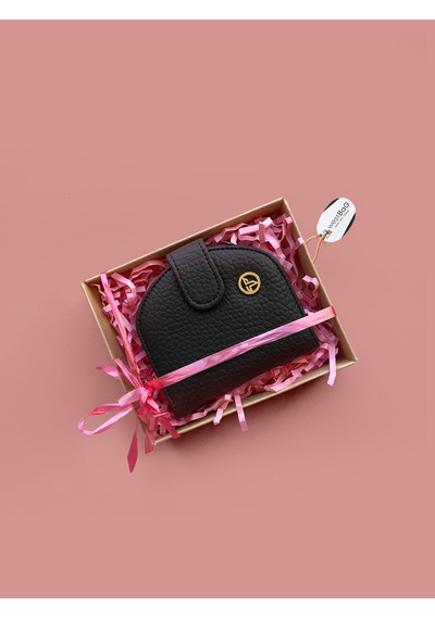 Westbag Kadın Büzgülü Dokulu Çanta Ve Mıknatıslı Cüzdan Seti Hediyelik Anneler Günü İkili Set Siyah