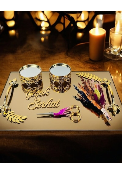 Cherish Gold Söz Nişan Tepsisi Gold Gold