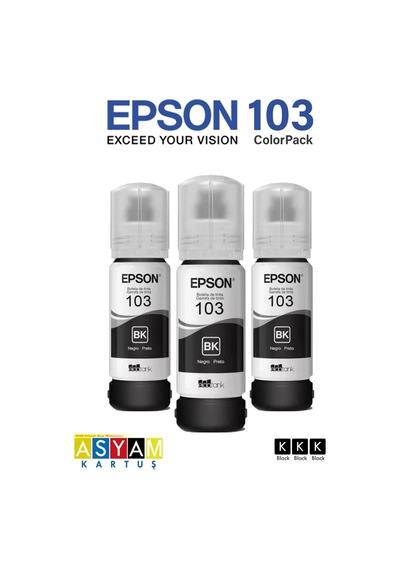 Epson 103 C13T00S14A L3266 Üçlü Siyah Mürekkep Kartuş Seti