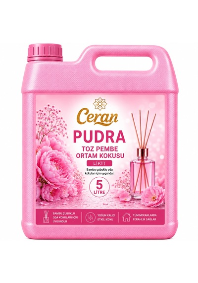 Bambu Ortam Kokusu Pudra Toz Pembe Yedek Likit 5 Litre Yoğun Esanslı Amber - Pudra