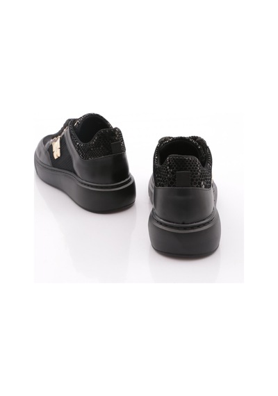 Dgn B1007 Kadin Fileli Aksesuarli Sneakers Ayakkabi Siyah