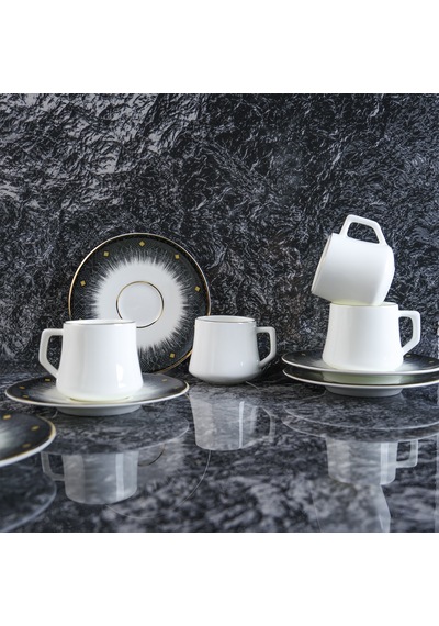Evaliza Diamond 6 Kişilik Kahve Fincan Takımı 80 Ml Çok Renkli