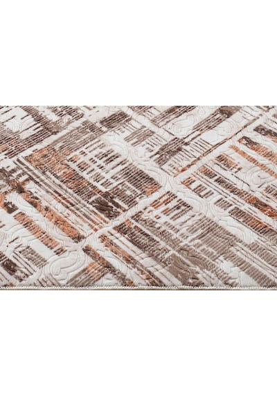 Raschel Carpet Kahve Emboss Desenli Kalın Yumuşak Kaymaz Özel Taban Halı Yolluk Kahverengi