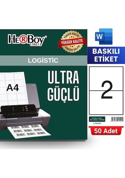 Herboy Hb-1102 210 X 148,5 Mm A4 Baskılı Laser Etiket 50 Adet