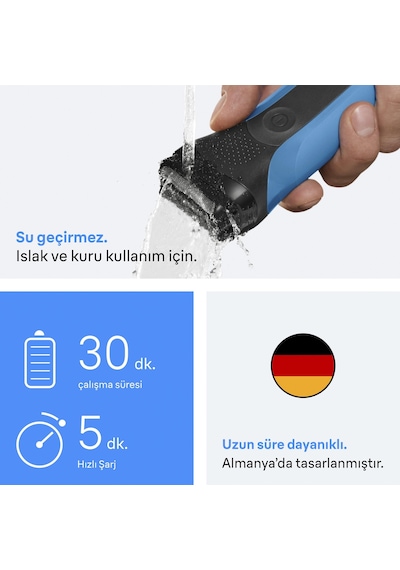 Braun Series 3 Elektrikli Sakal Şekillendirici Ve Tıraş Makinesi, Islak Ve Kuru, 310bt 1 Saat