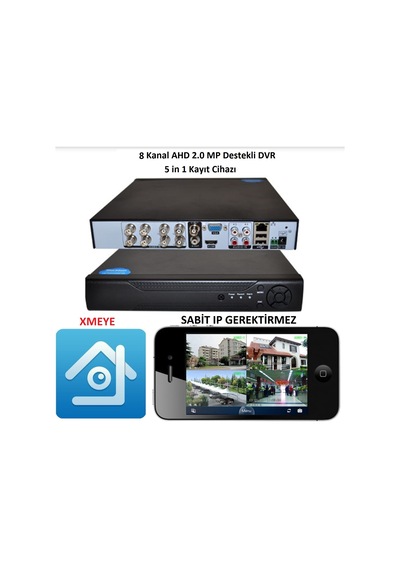 8 Kanal Ahd 5 İn 1 Dvr Kayıt Cihazı Xmeye Hibrit 5 Mp 1080N