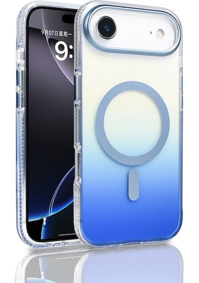 Subutu Apple Uyumlu iPhone 17 Air Kılıf M-safe Şarj Özellikli Transparan Renk Geçişli Sbt Toros Kapak - Mavi Mavi