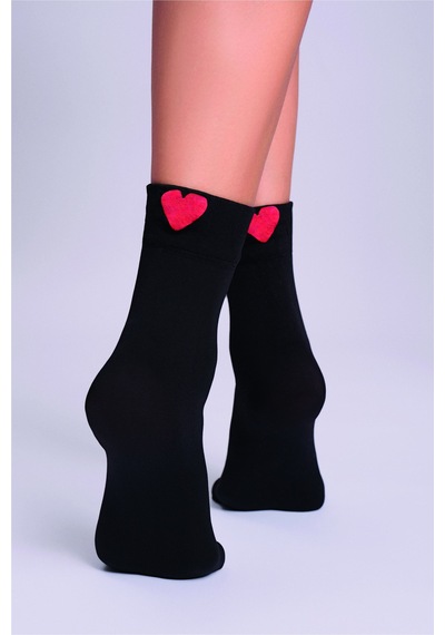 Suwen Chic Heart 40 Den Soket Çorap Sc3055012 Siyah