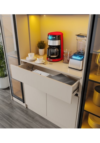 Lora Maxi Kum Beji Komple Mdf Led Aydınlatmalı Kahve Köşesi