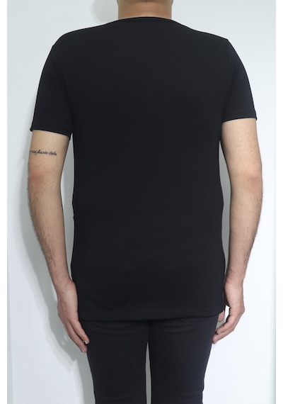 Santa Dmctekstil Erkek Düz Spor Kesim Dar Kalıp Bisiklet Yaka Basic T-shirt Siyah