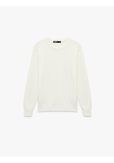 Koton Regular Fit Uzun Kollu Bisiklet Yaka Basic Triko Kazak Ekru 6sam70009ht