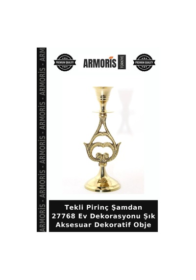 Tekli Pirinç Şamdan 27768 Ev Dekorasyonu Şık Aksesuar Dekoratif Obje Çok Renkli